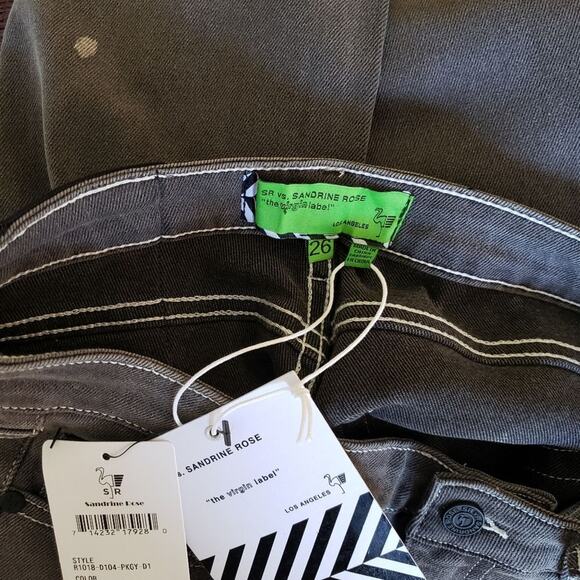 Free People x Sandrine Rose Polka Grey Stretchy Skinny Jeans Women's Size 26 - Picture 5 of 8